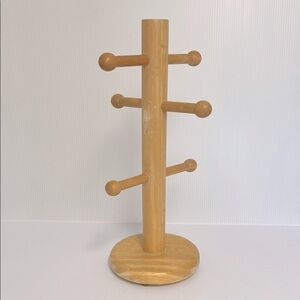 Vintage Cottagecore Solid Wooden Coffee Mug Tree Stand or Jewelry Display Holder